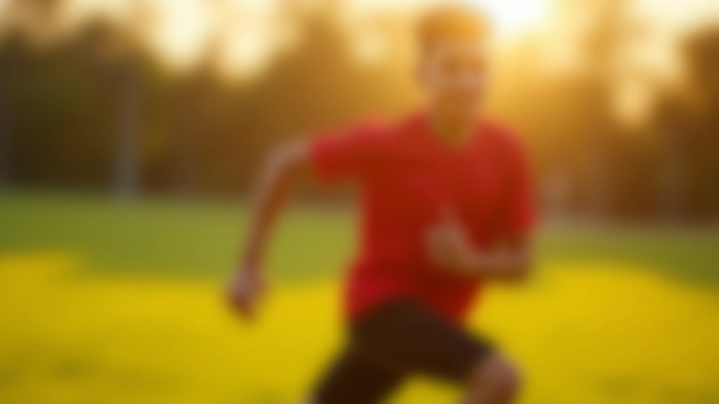 لاعب ناشئ يجري بانتظام على مسار عشبي في ملعب التدريب