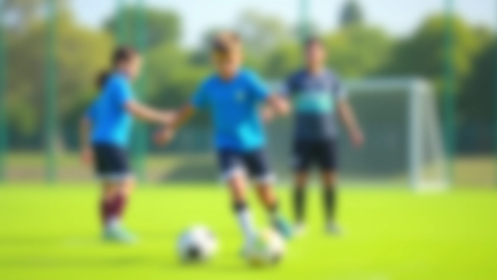 لاعب شاب يمارس تمارين التحكم بالكرة في ملعب خارجي مع مدرب
