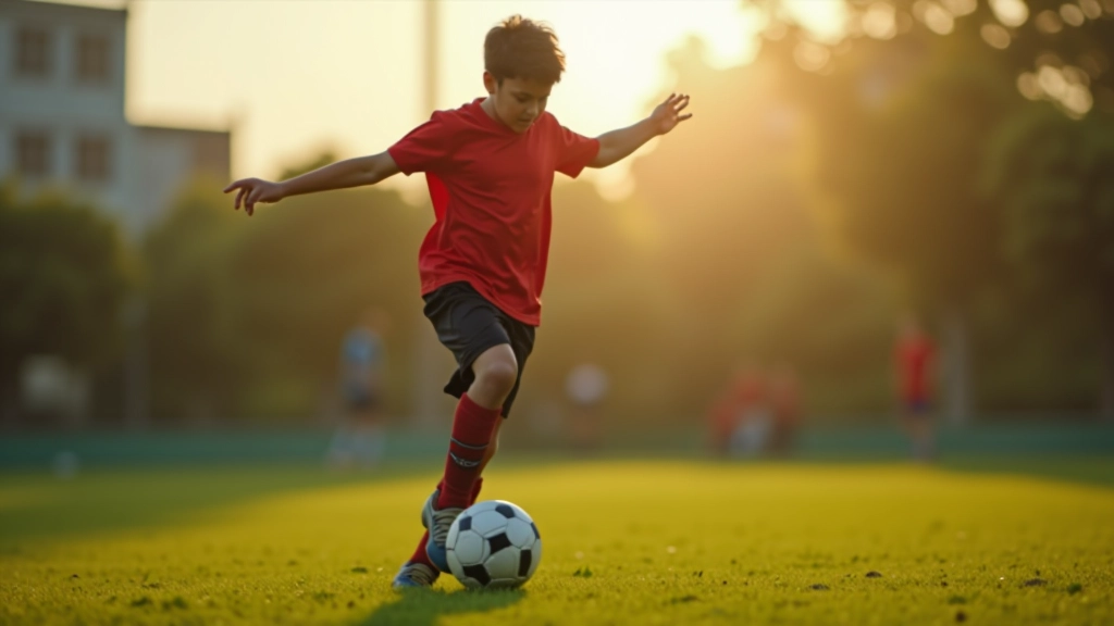 لاعب ناشئ يؤدي حركة مناورة متقدمة مع كرة القدم