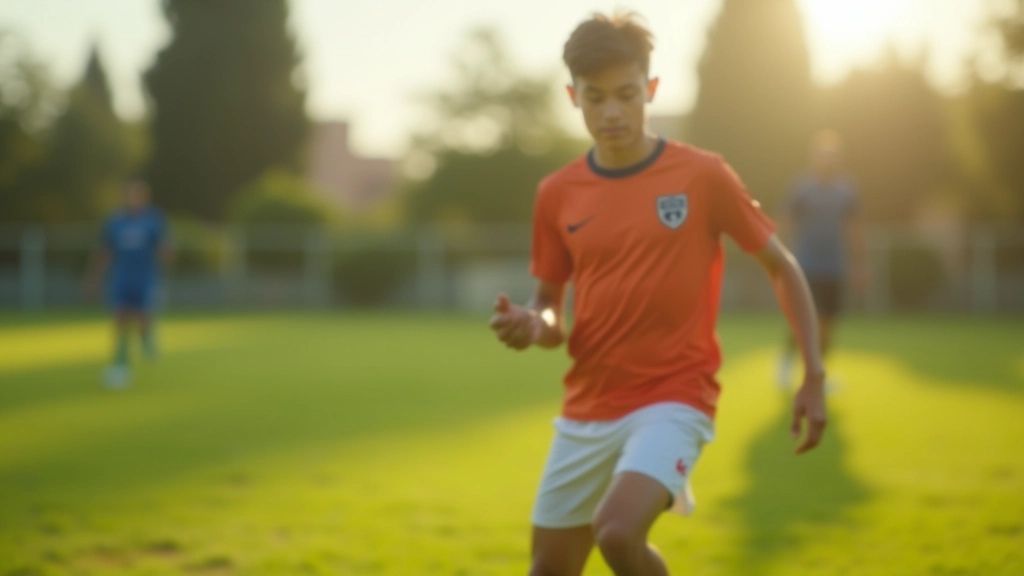 لاعب شاب يتدرب على التحكم بالكرة في جلسة تدريب منظمة